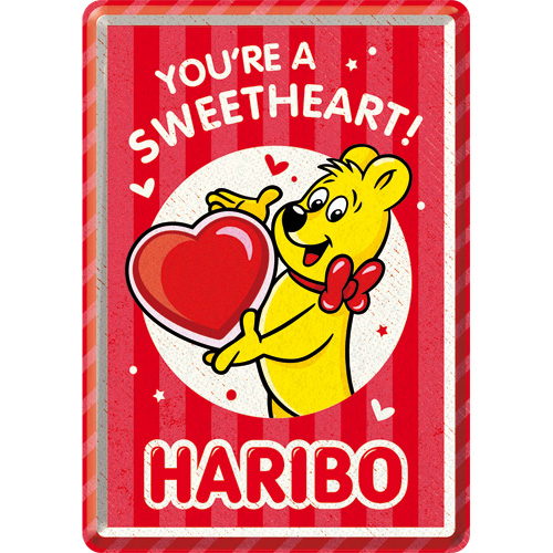 10346 Ett rött vykort med en haribobjörn