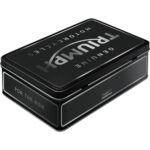 En svart burk med Triumph motiv