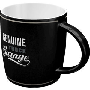 Svart mugg från Mercedes med texten "Genuine truck garage"