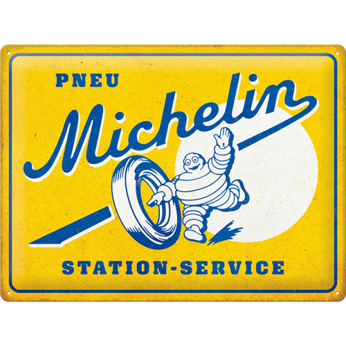 23381 Gul Michelinskylt med Bibendum