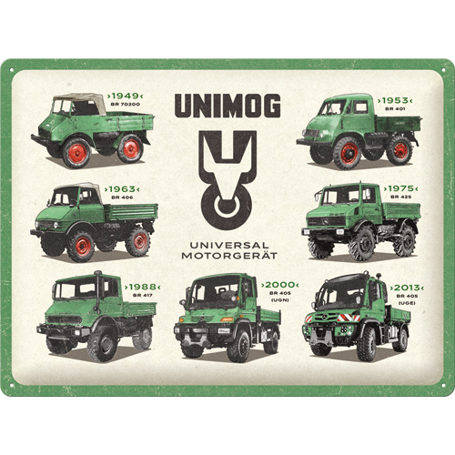 23382 Skylt med olika Unimog modeller
